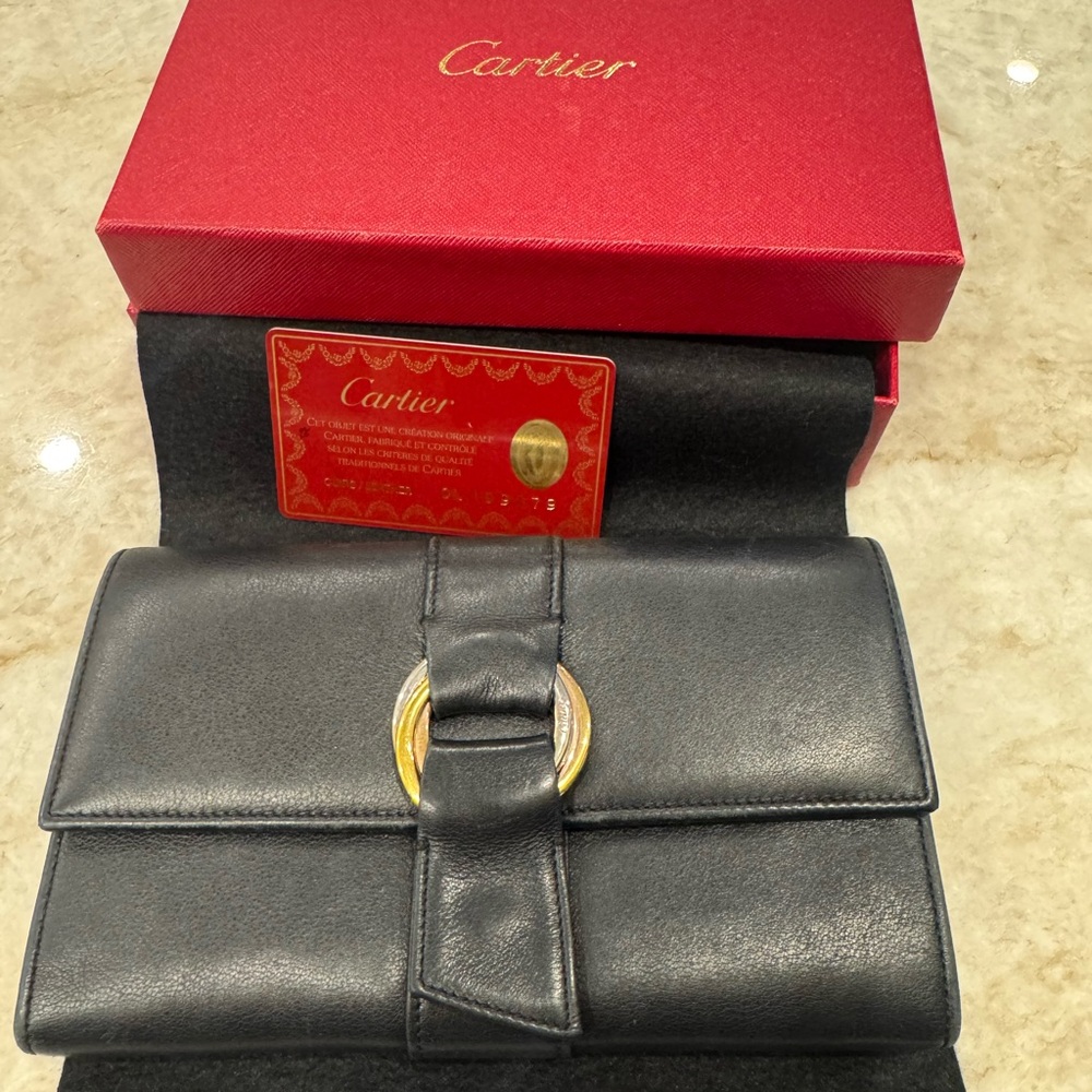 Cartier Black Leather Trinity Continental Wallet